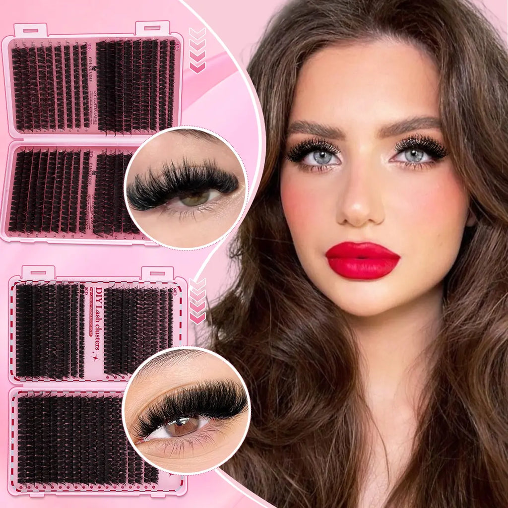 Premium Soft False Eyelashes - DIY Volume Eyelash Book with Mixed Natural Thick Clusters (60D–150D, 8mm–16mm), D Curl for Effortless Daily Makeup and Charming Eyes, Beginner-Friendly and Reusable