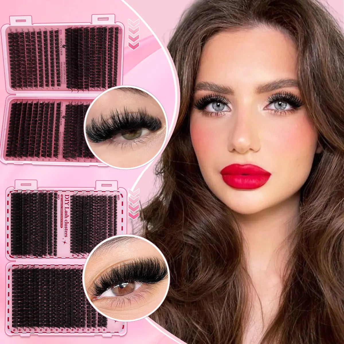 Premium Soft False Eyelashes - DIY Volume Eyelash Book with Mixed Natural Thick Clusters (60D–150D, 8mm–16mm), D Curl for Effortless Daily Makeup and Charming Eyes, Beginner-Friendly and Reusable