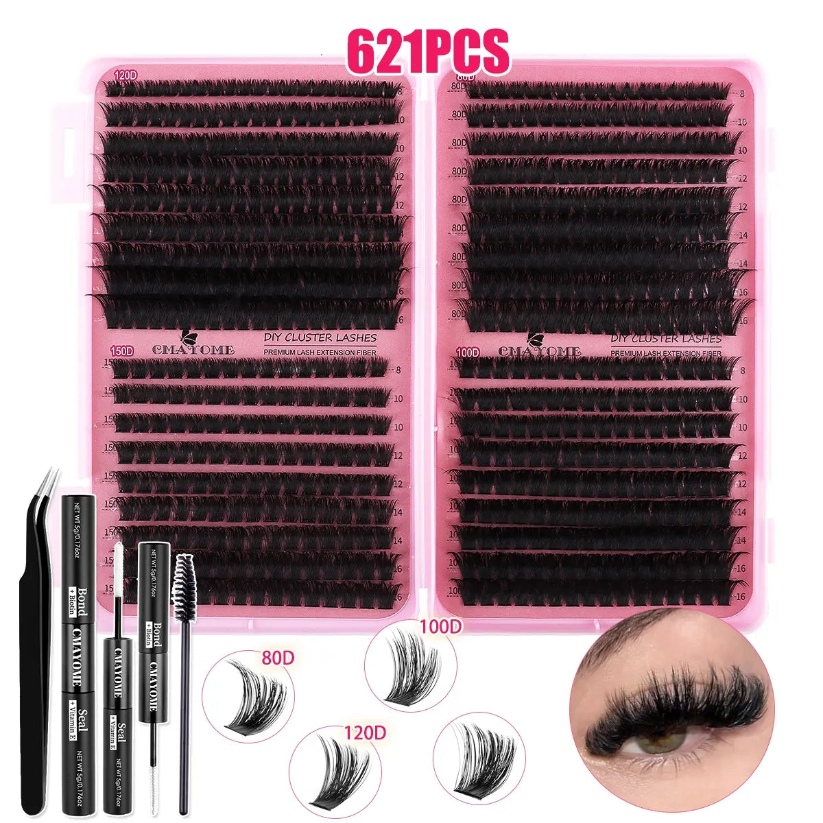 Premium Soft False Eyelashes - DIY Volume Eyelash Book with Mixed Natural Thick Clusters (60D–150D, 8mm–16mm), D Curl for Effortless Daily Makeup and Charming Eyes, Beginner-Friendly and Reusable