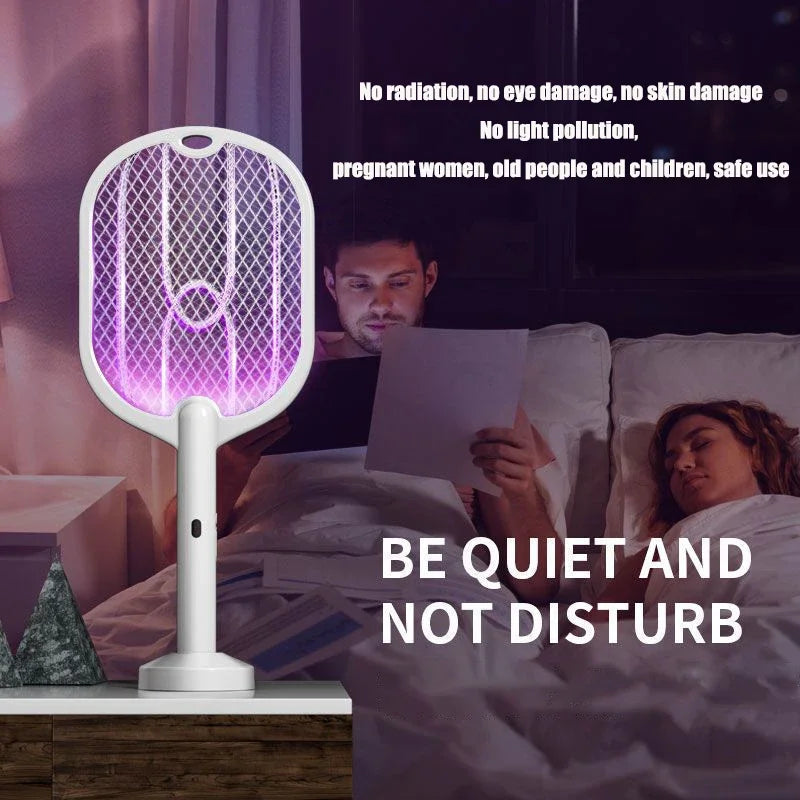 3-in-1 Electric Bug Zapper & Mosquito Swatter Racket — Rechargeable, 3000V