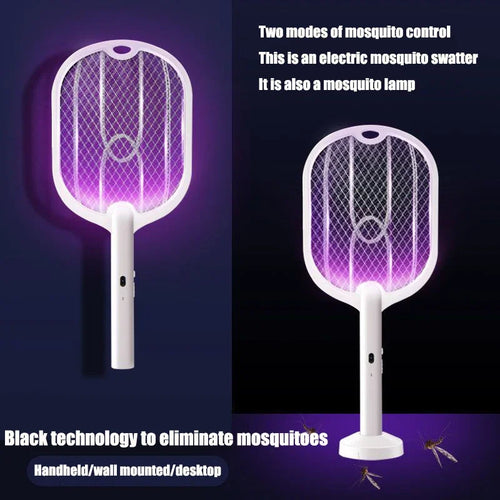 3-in-1 Electric Bug Zapper & Mosquito Swatter Racket — Rechargeable, 3000V