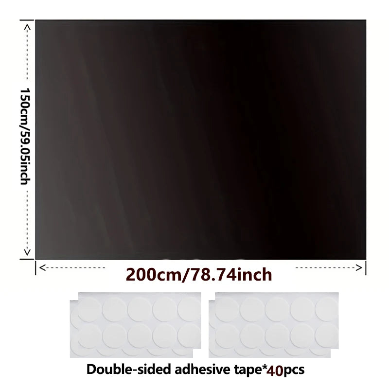 Blackout Window Film — No-Drill DIY Curtain Shade, 95–98% Light Block