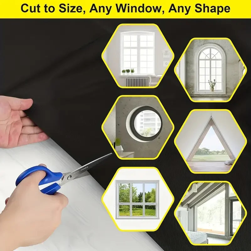 Blackout Window Film — No-Drill DIY Curtain Shade, 95–98% Light Block