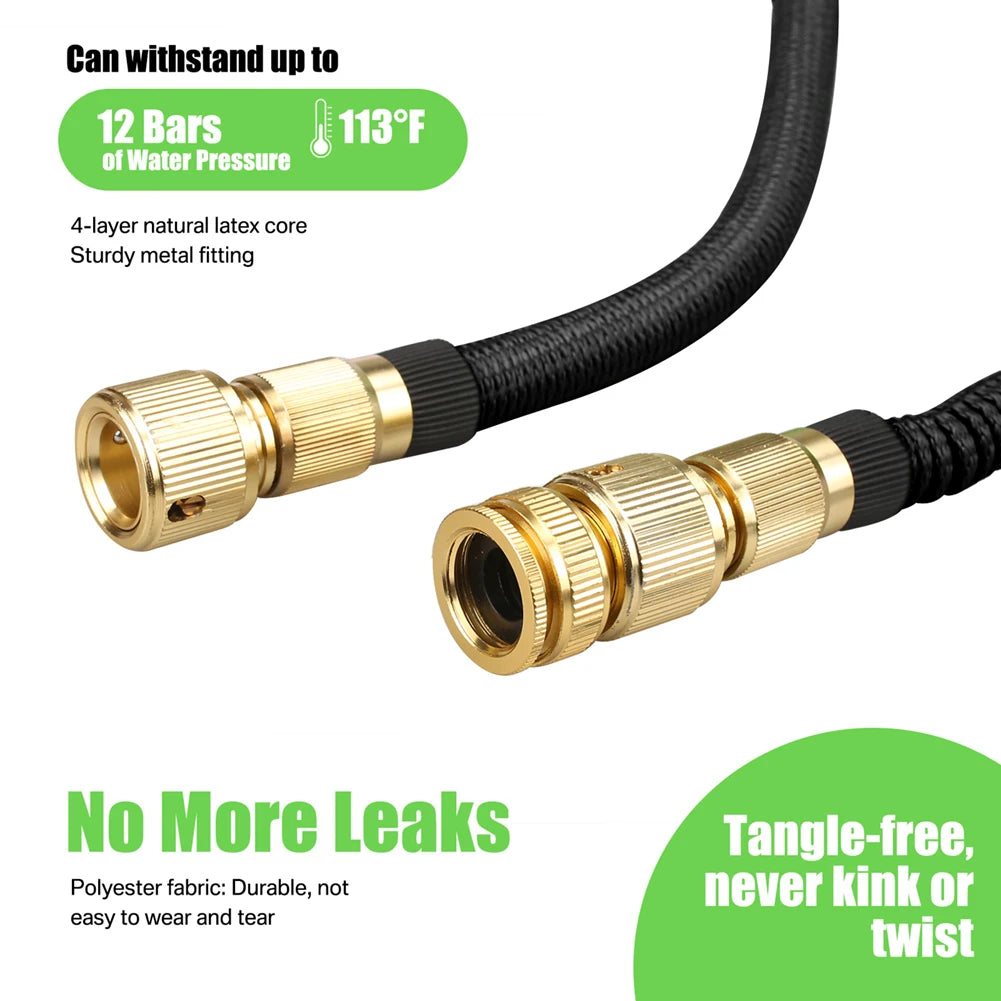 Expandable Garden Hose with Metal Connectors — High Pressure