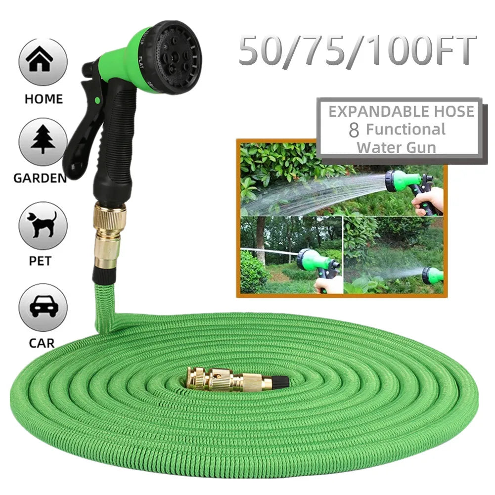 Expandable Garden Hose with Metal Connectors — High Pressure