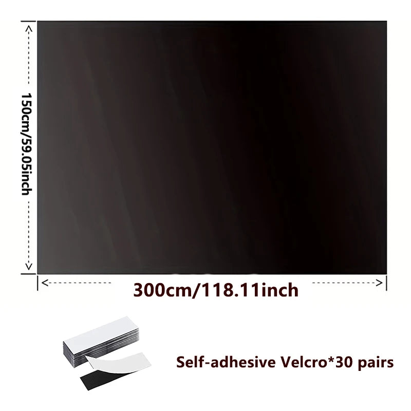 Blackout Window Film — No-Drill DIY Curtain Shade, 95–98% Light Block