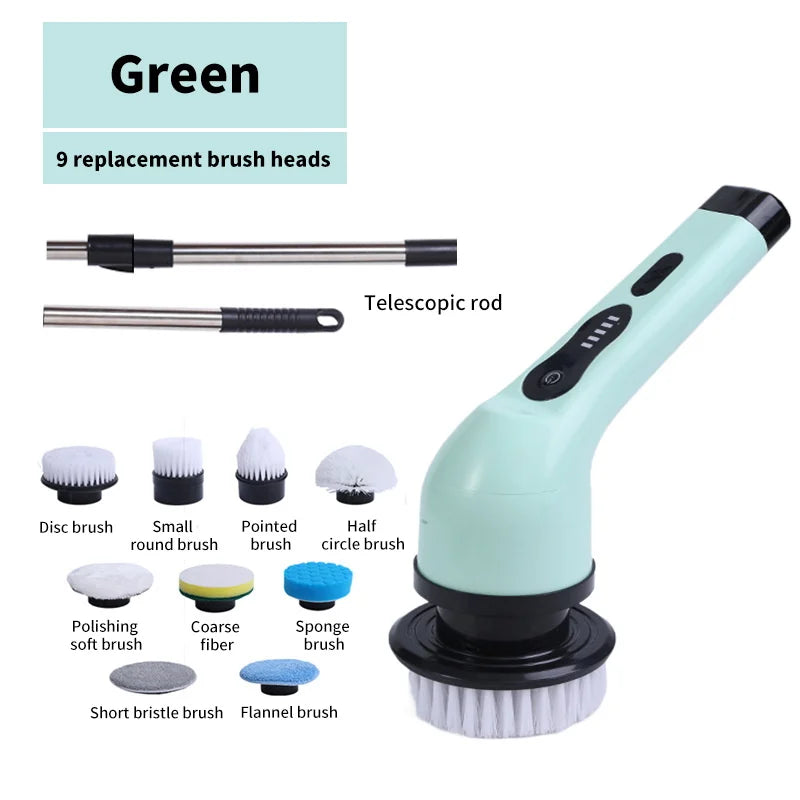 9-in-1 Electric Spin Scrubber Cleaning Brush Set