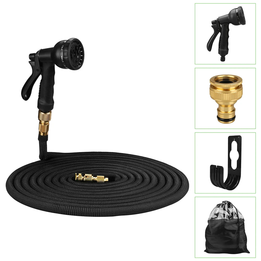 Expandable Garden Hose with Metal Connectors — High Pressure