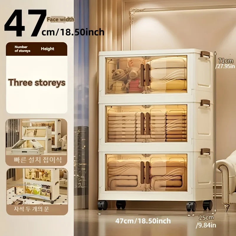 Foldable Storage Cabinet with Clear Door | 3, 4 & 5 Tier