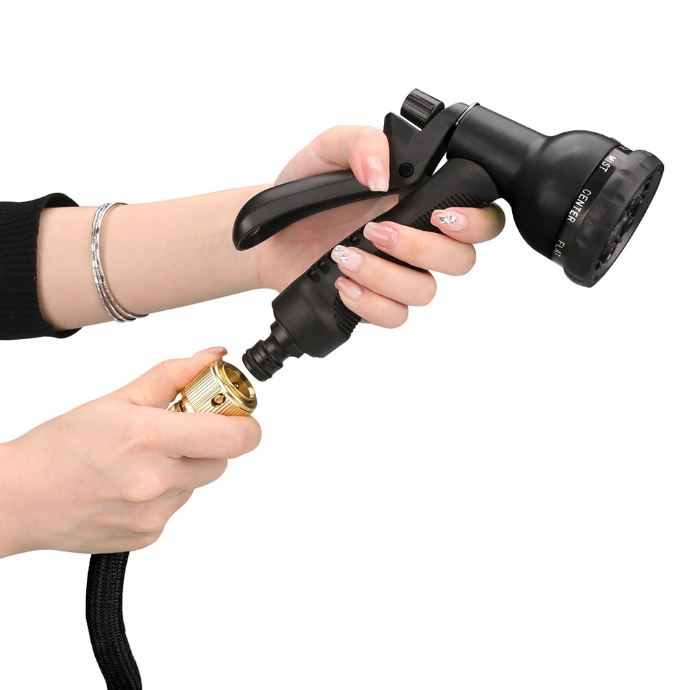Expandable Garden Hose with Metal Connectors — High Pressure