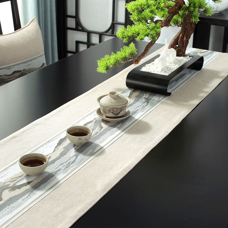 Chinese Style Table Runner Solid Linen Cotton Cover Waterproof Tablecloth