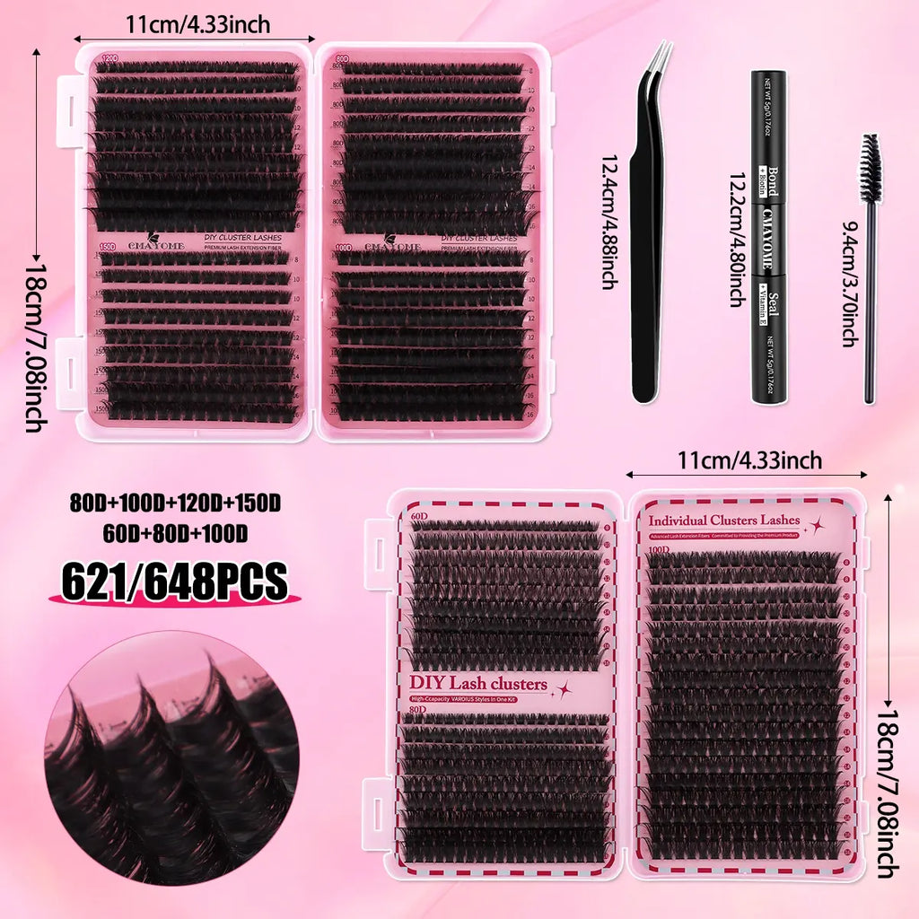 Premium Soft False Eyelashes - DIY Volume Eyelash Book with Mixed Natural Thick Clusters (60D–150D, 8mm–16mm), D Curl for Effortless Daily Makeup and Charming Eyes, Beginner-Friendly and Reusable